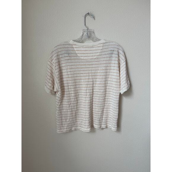 FRAME Stripe Organic Linen Pocket Top Size Medium - Picture 5 of 7